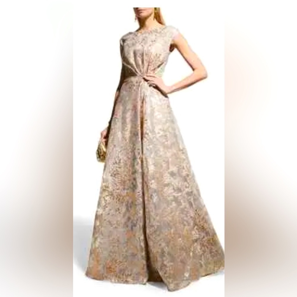 🔥René Ruiz Collection for Neiman Marcus Pleated Jacquard A-Line Gown 6